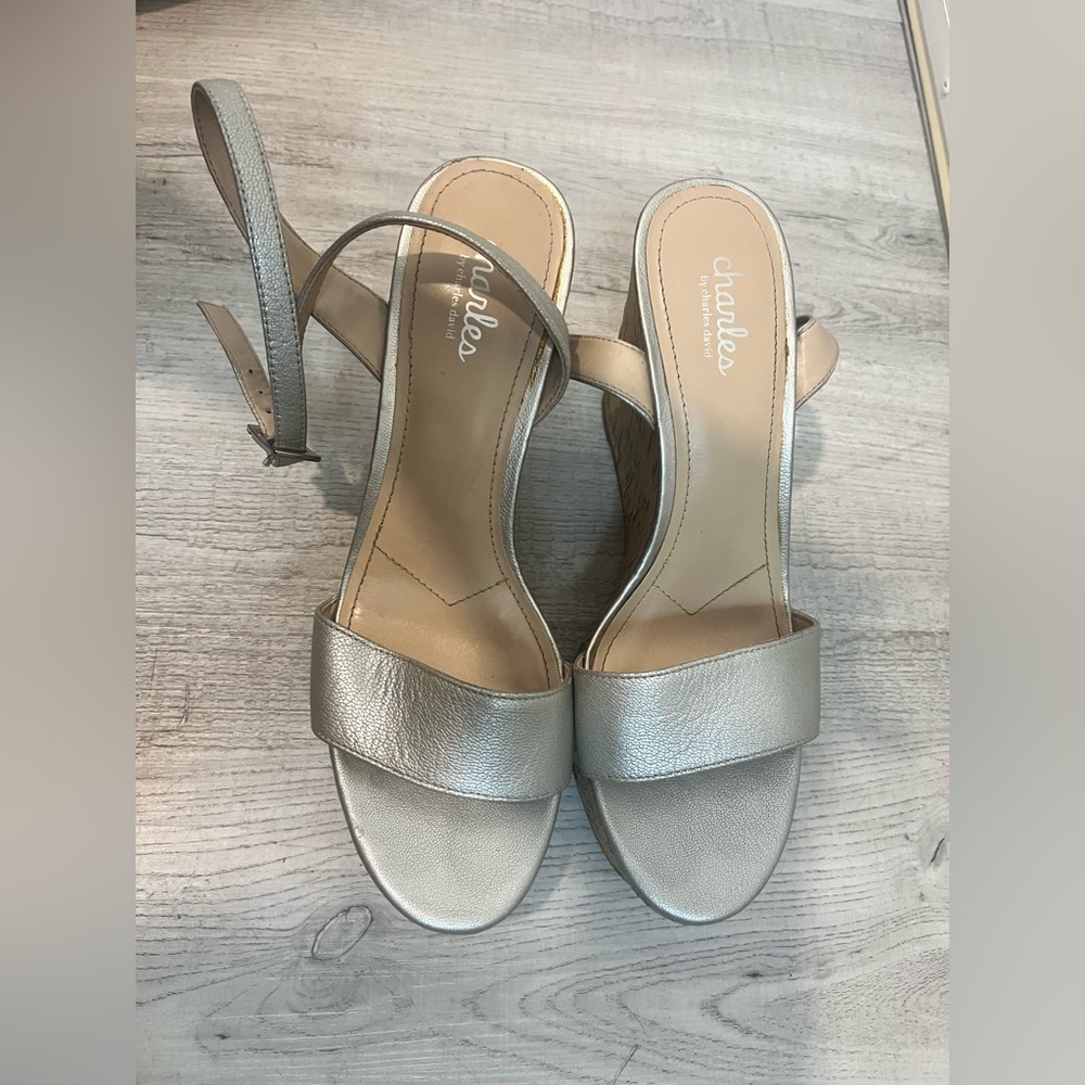 Charles By Charles David Silver Wedge Shoes